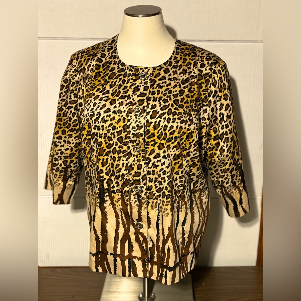 Silk Land Collection NWT 3X cheetah print blazer/top 28” L 26” p2p 18” sleeve